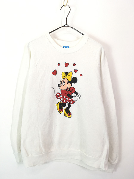 古着 80s USA製 Disney Minnie ミニー ハート スウェット トレーナー L