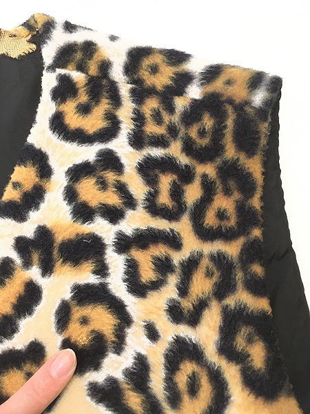 古着 60-70s ヒョウ レオパード 総柄 ハンドメイド フェイクファー
