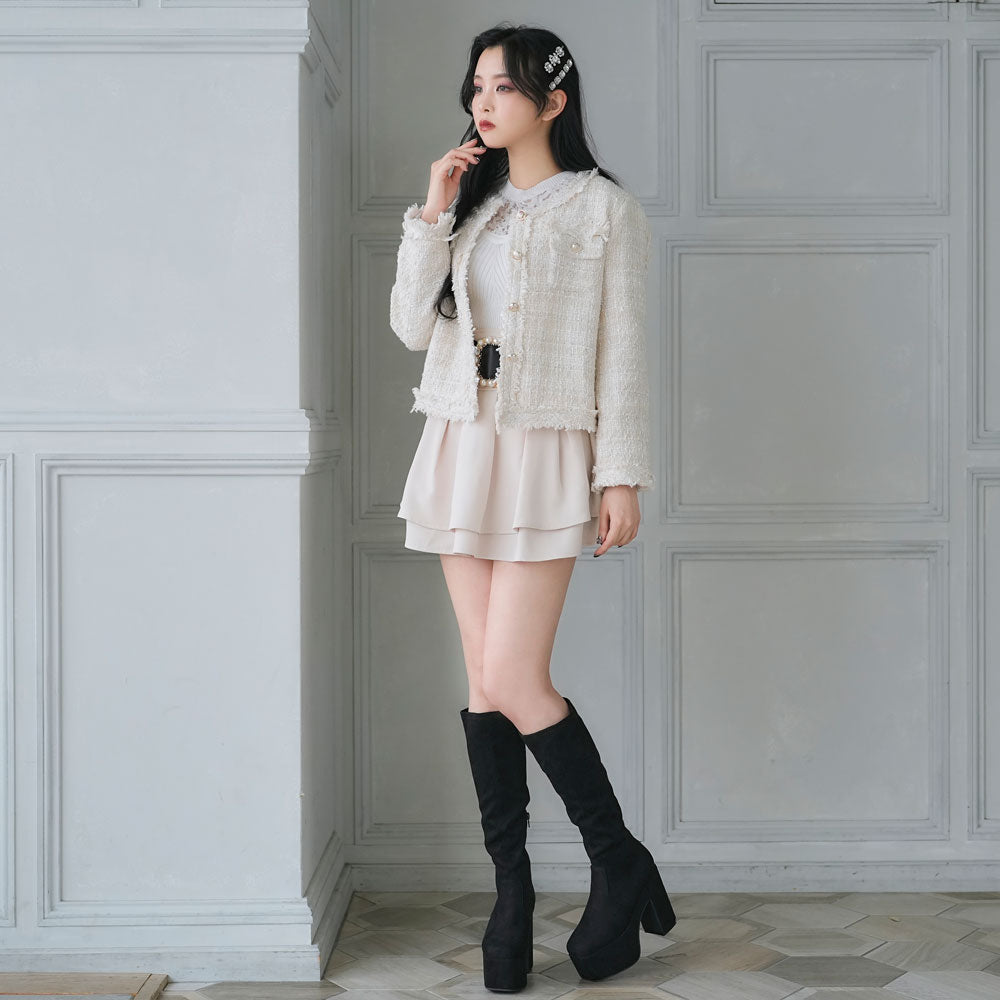 ノーカラーツイードジャケット – レディースファッション通販の夢展望