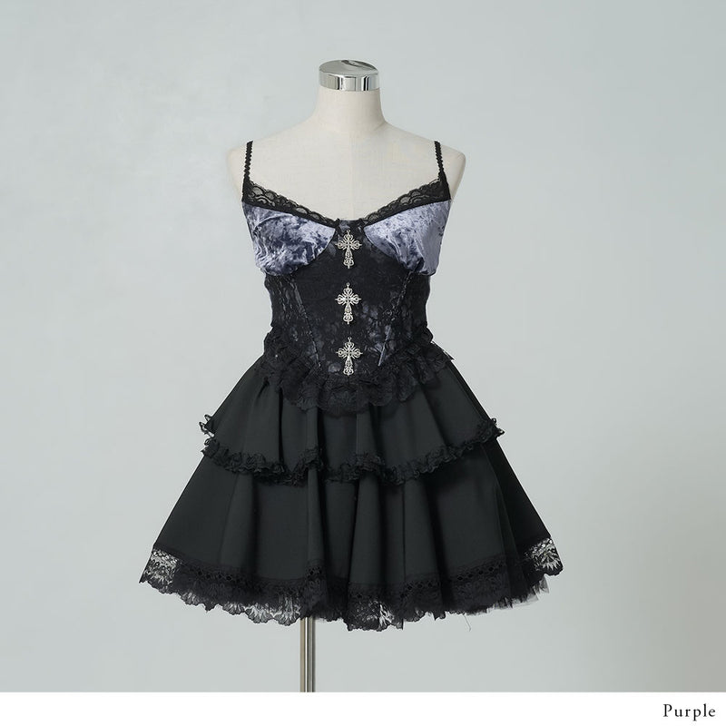 十字架チャームコルセットベロアキャミトップス – レディース