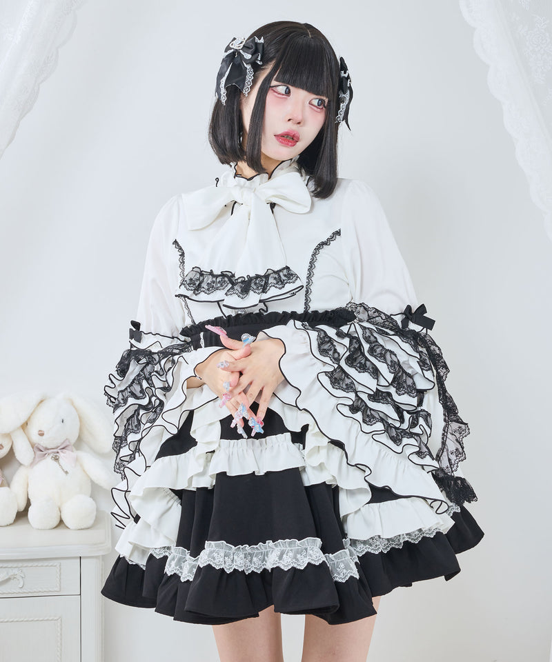 フリルハイネックレースリボンプリンセスブラウス – レディース