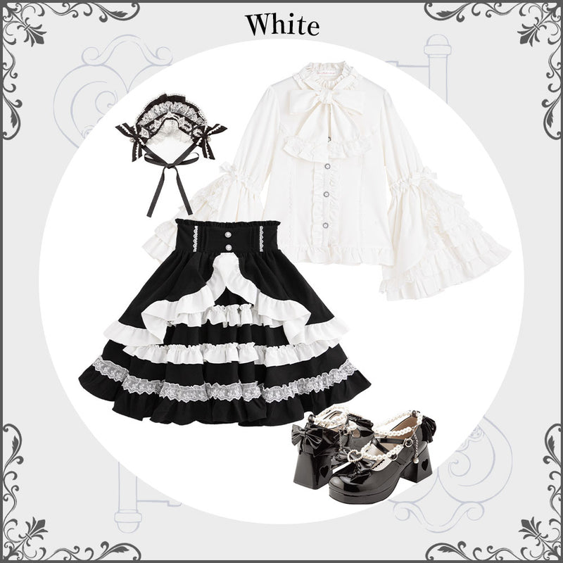 フリルハイネックレースリボンプリンセスブラウス – レディース