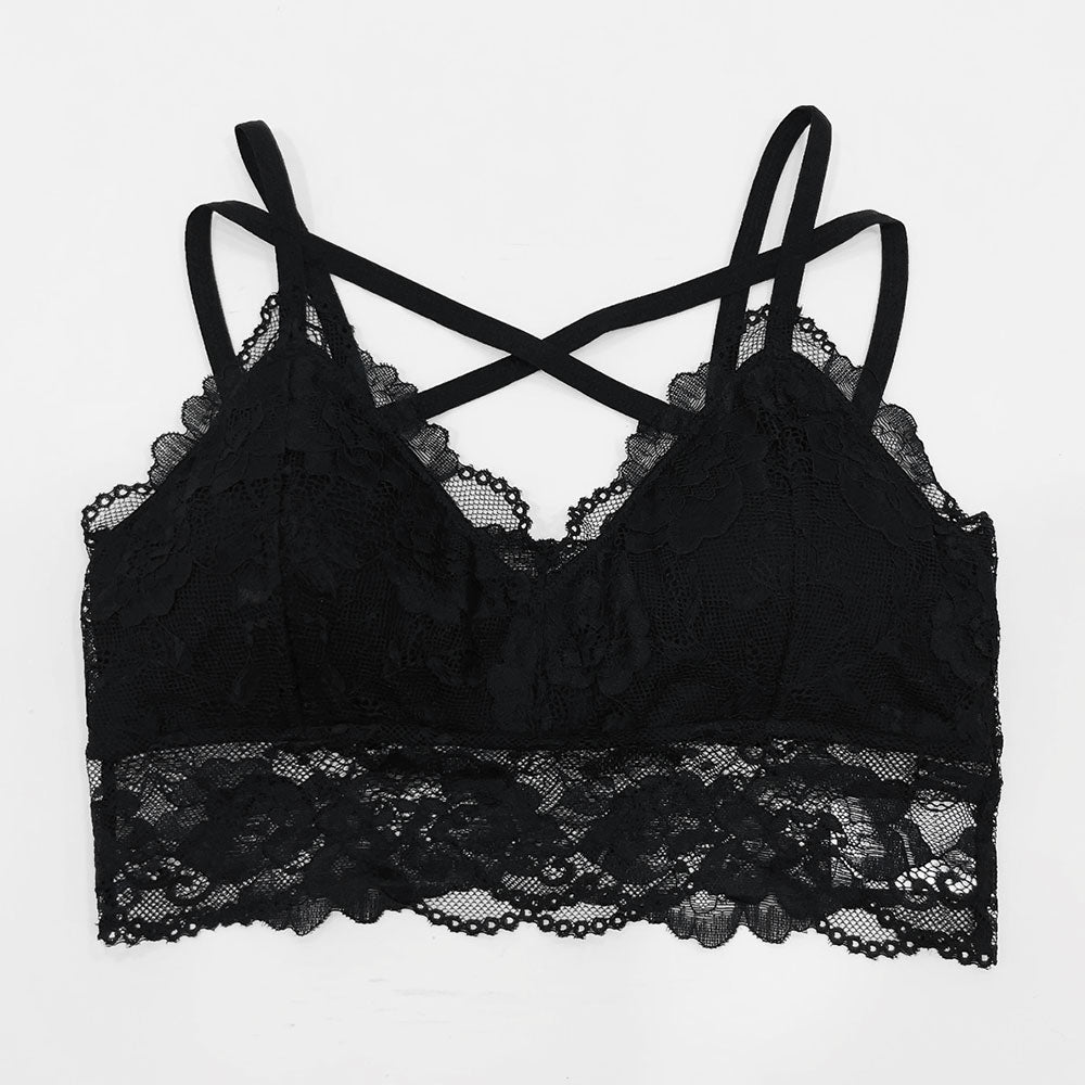 選べるデザインフロントクロスレースキャミブラトップトップス【ギャル