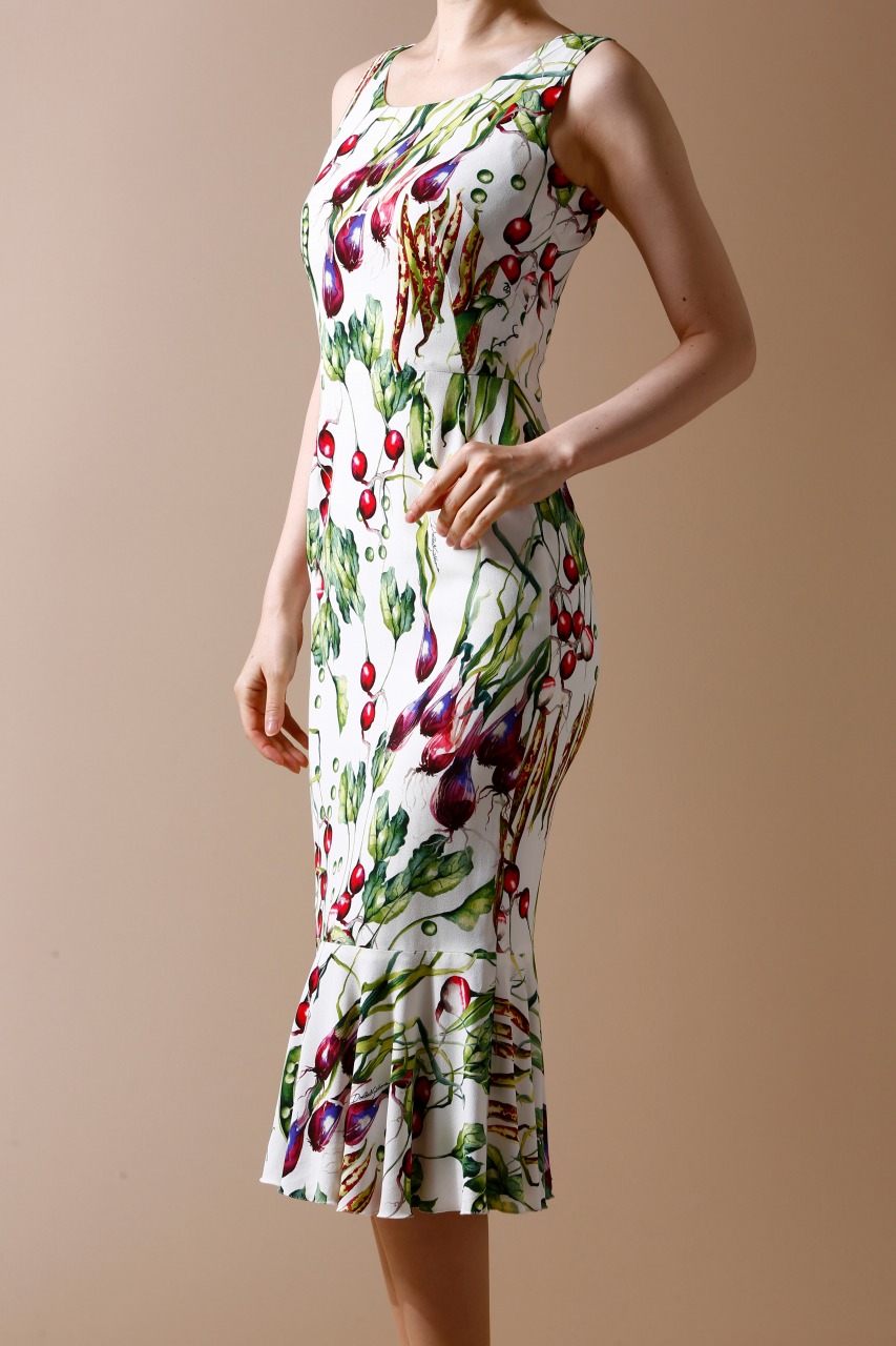 DOLCE＆GABBANA ノースリーブボタニカル柄マーメイドワンピース｜ハイ