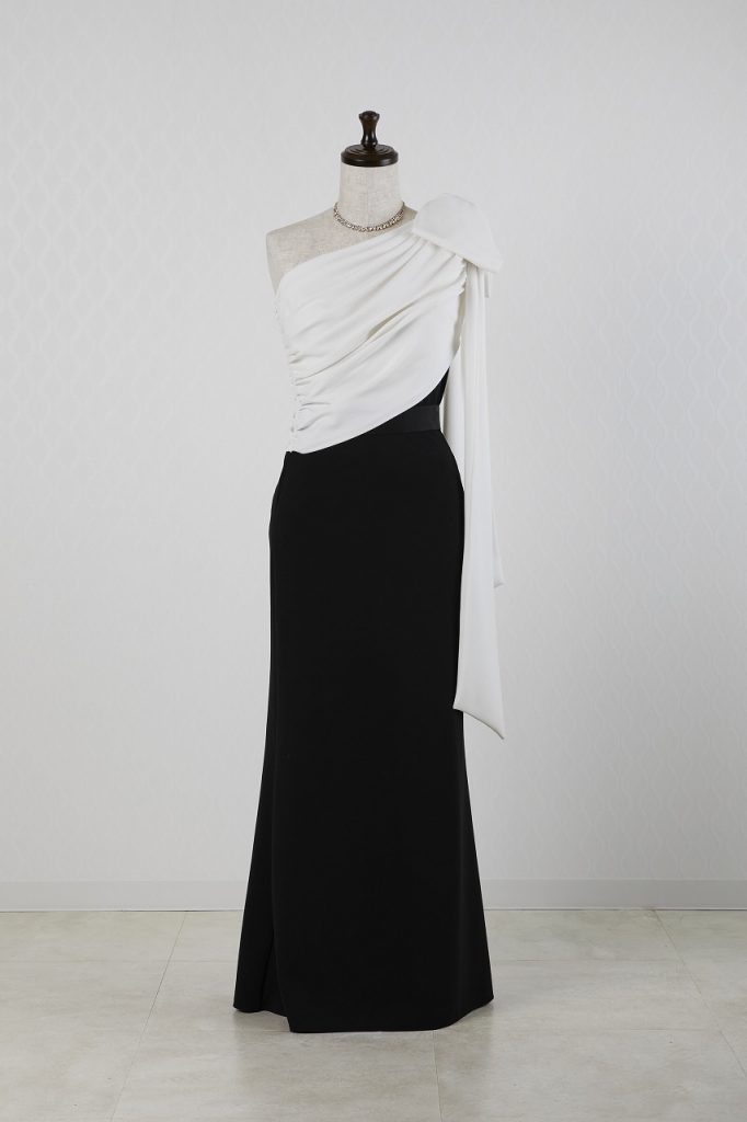 TADASHISHOJI タダシショウジ ホワイト×ブラック肩リボンワン