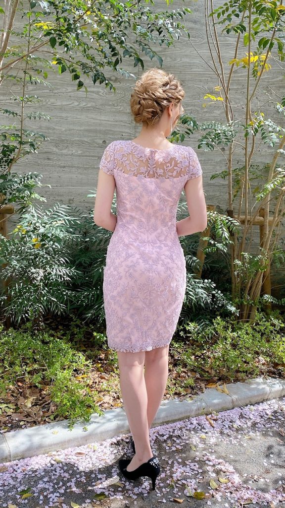 TADASHISHOJI タダシショージ YOKEレース(ミルキーピンク)ドレス