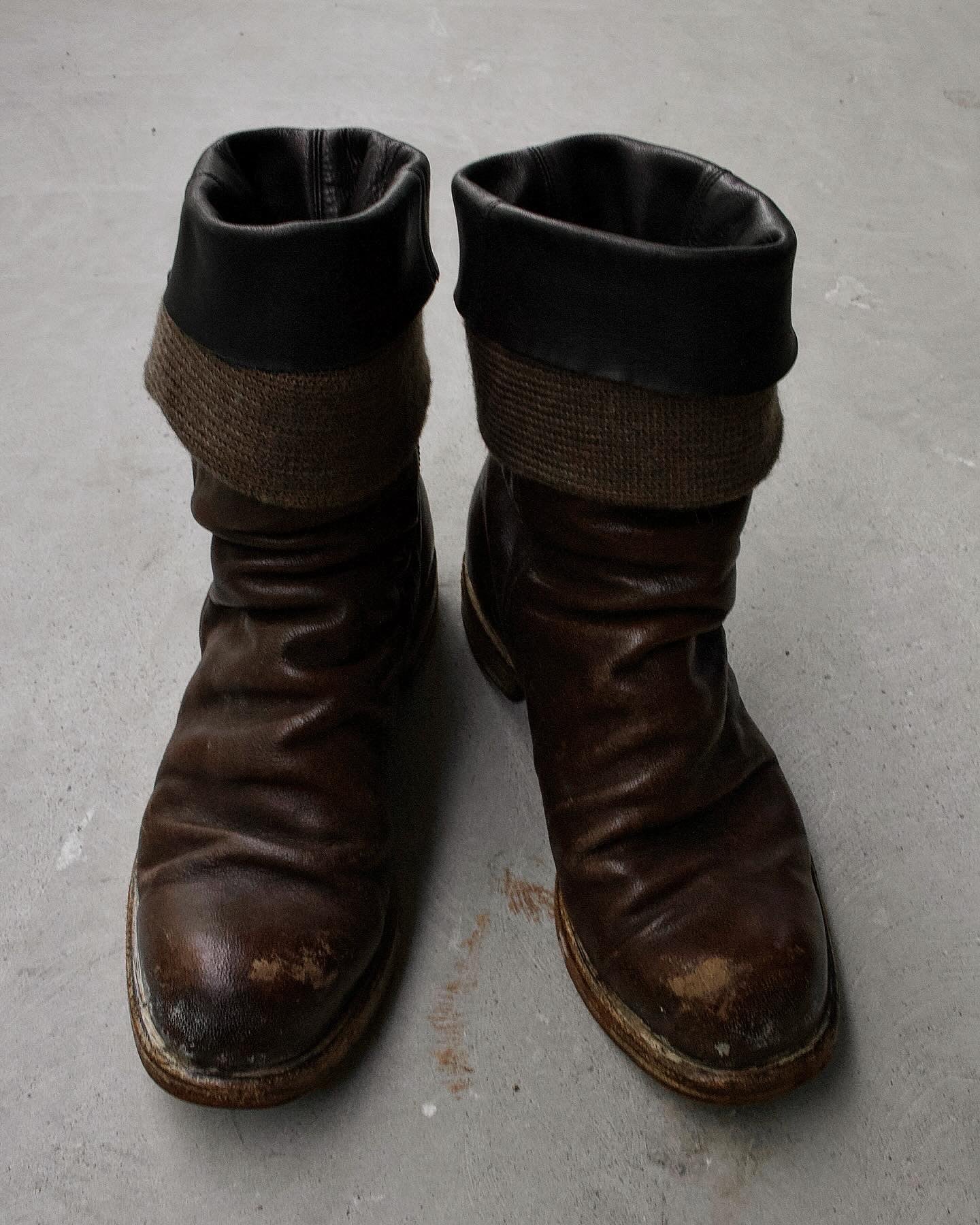 MiharaYasuhiro AW09 Triple-Layered Zip Leather Engineer Boots – DRIEW