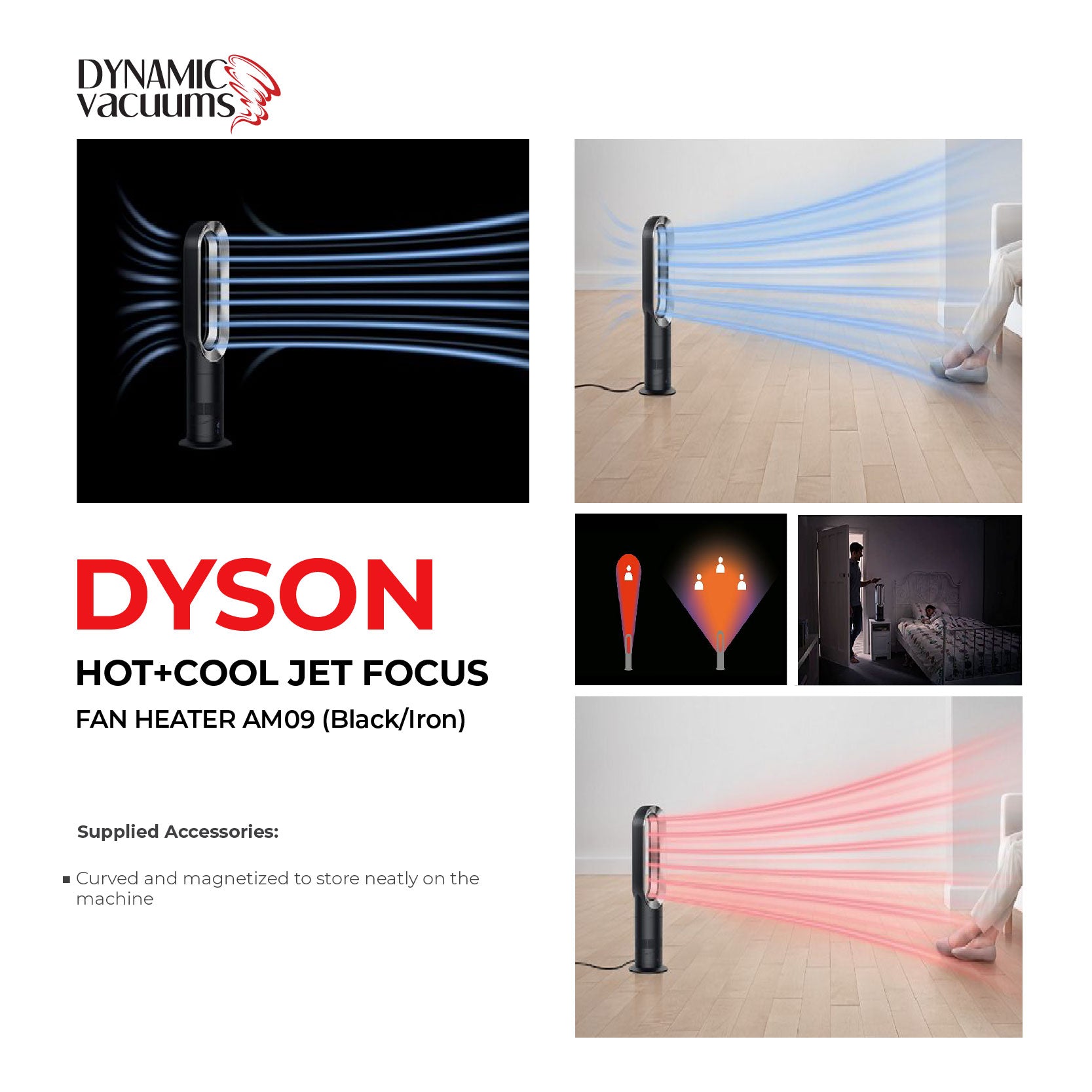 Dyson Hot+Cool Jet Focus Fan Heater AM09 (Black/Iron) – Dynamic