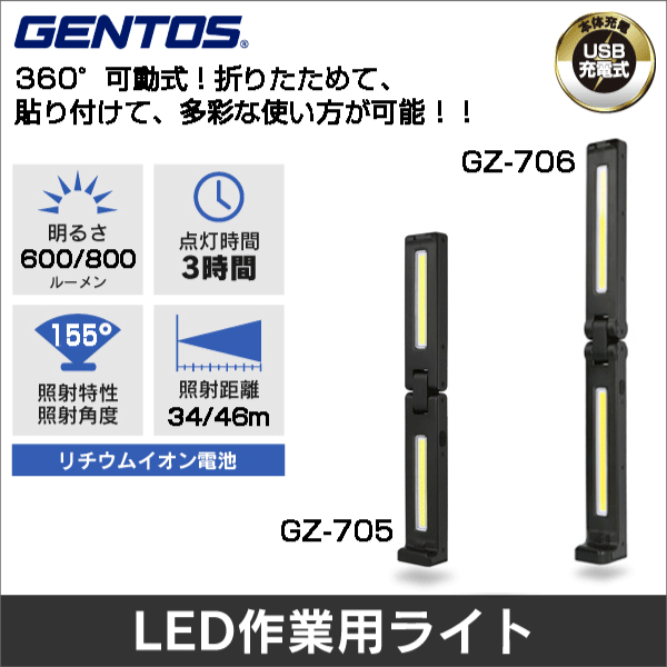 販売終了予定品※【GENTOS】Ganzバータイプワークライトシリーズ USB