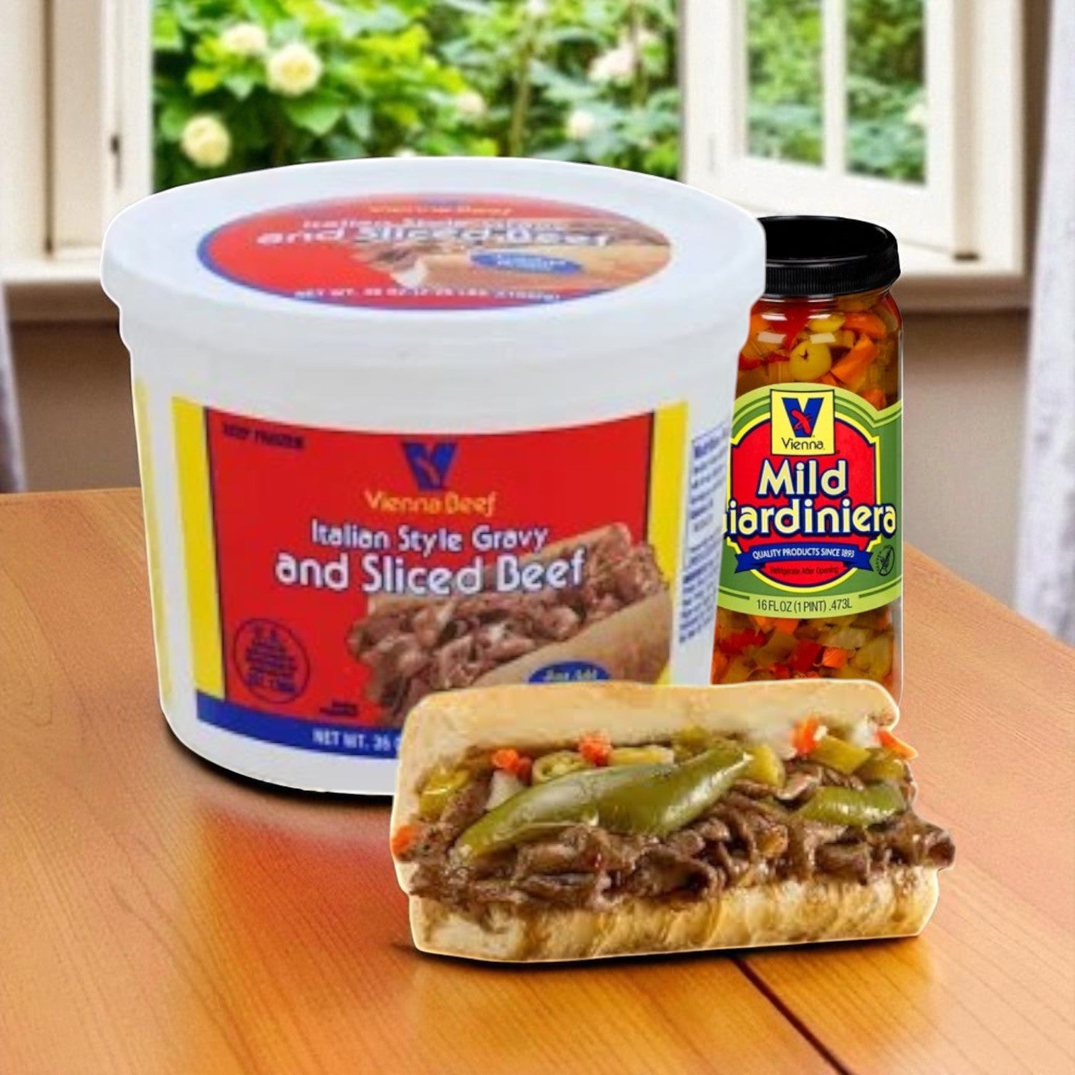 Vienna Beef Italian Style Gravy & Sliced Beef – 36 oz with Mild Giardi