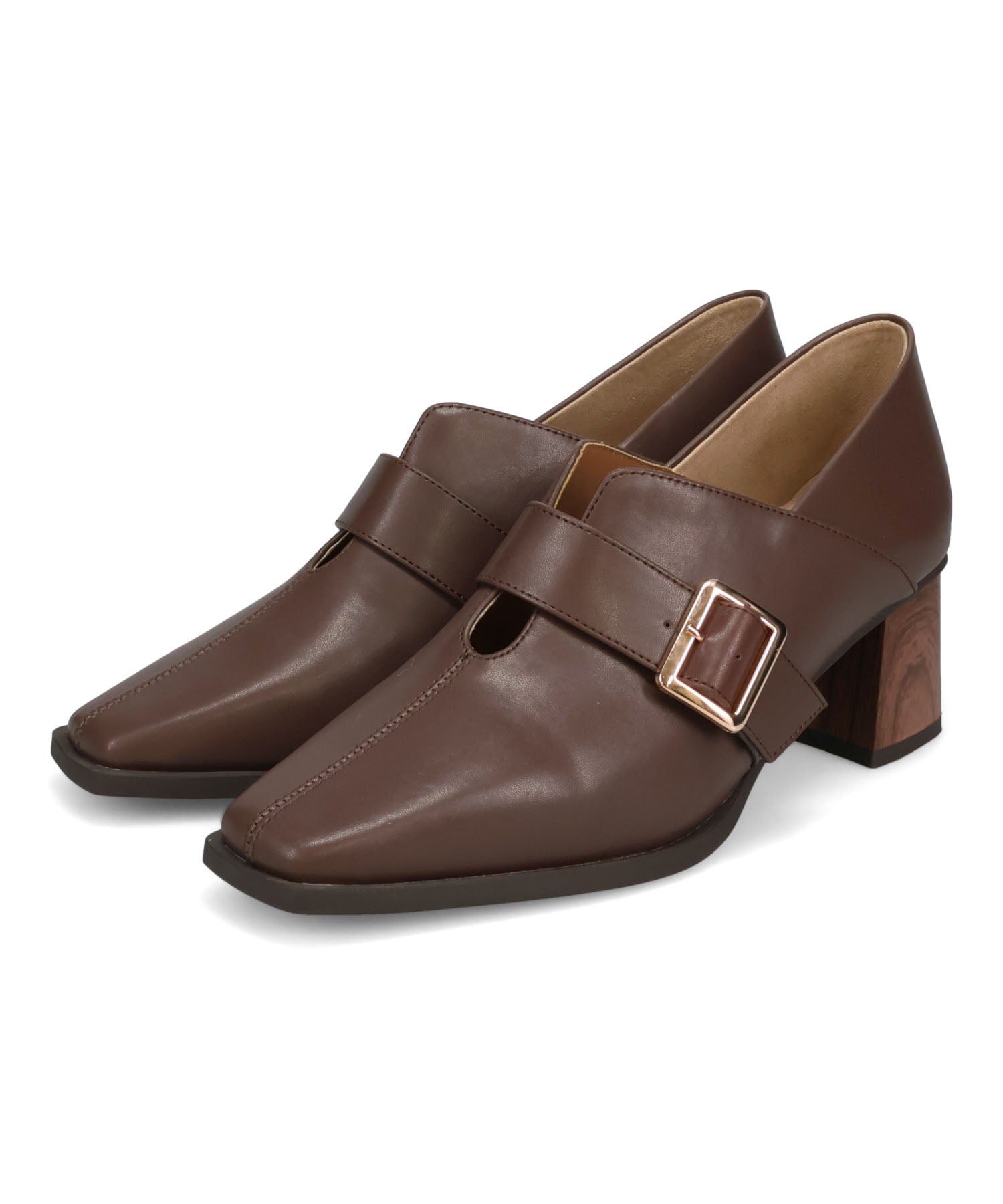 カタログ掲載アイテム】ウッドヒールベルトパンプス/61113