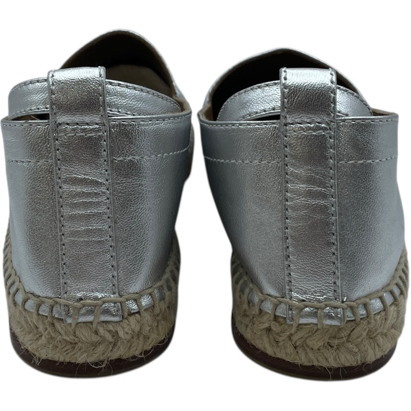 エルメス HERMES エスパドリーユフラットシューズ シルバー レザー