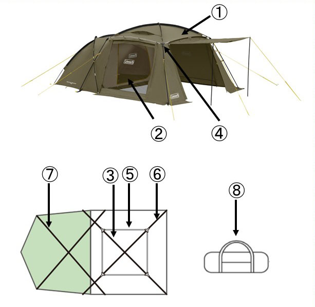 ラウンドスクリーン2ルームハウス（オリーブ）用インナーテントの通販
