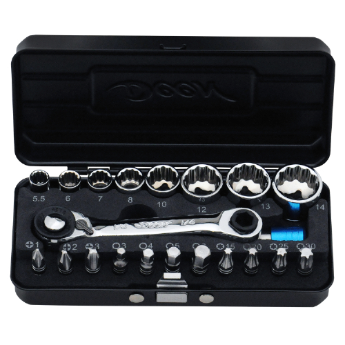 DEEN 1/4SQビット&12角ソケットラチェットセット DNCRBS21W