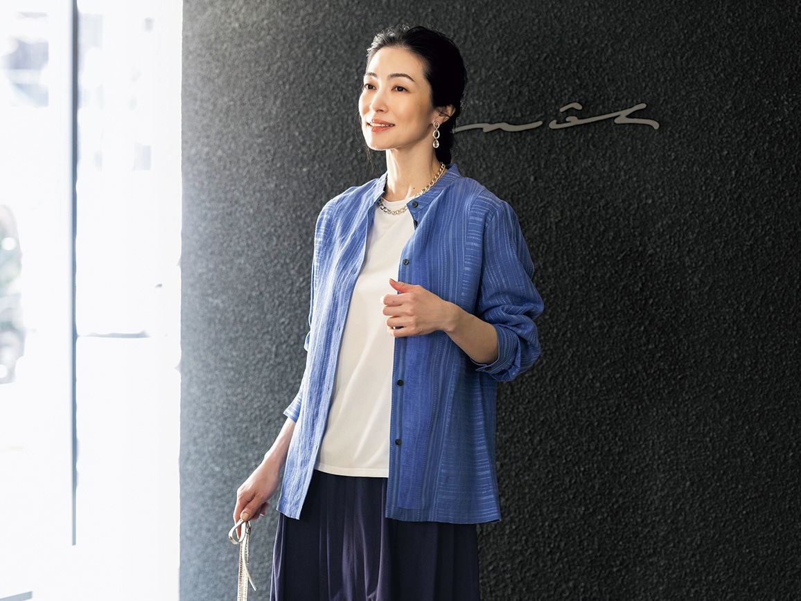 滋賀近江の麻デザインブラウスジャケット(02_M 61_ブルー系