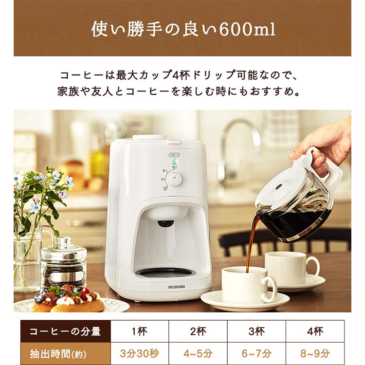 コーヒーメーカー 600ml 全自動 BLIAC-A600-B ブラック