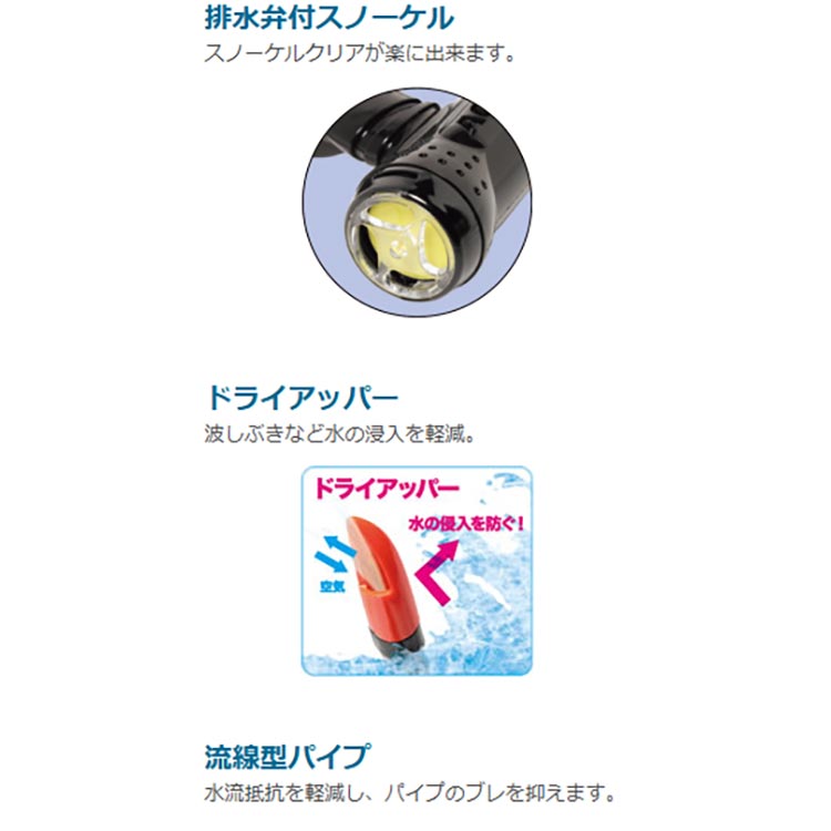 mic21ダイビングショップ[ AQA ] シュノーケルセット KZ-9101 アコUV