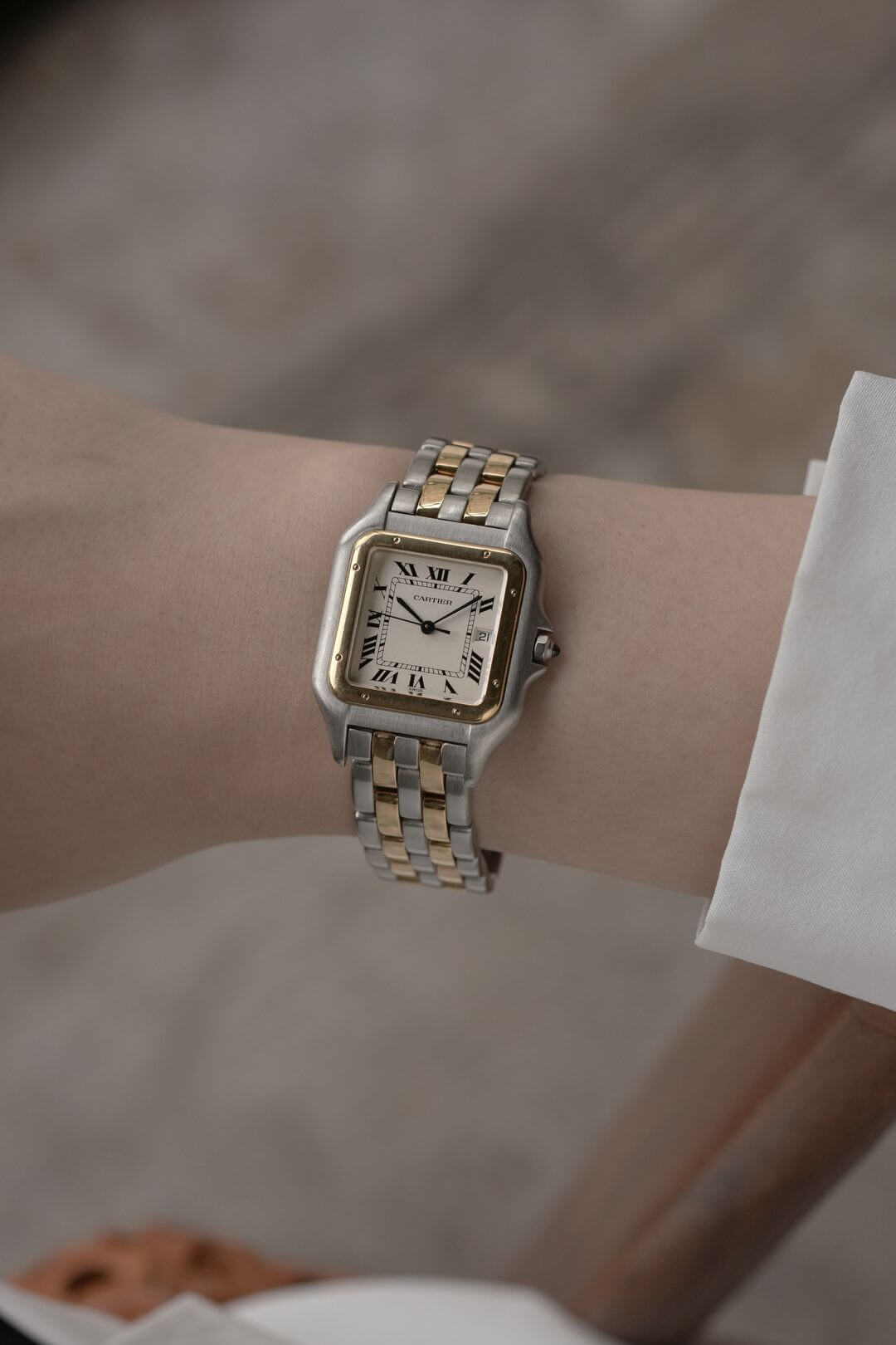 カルティエ/パンテール ドゥ カルティエLMデイトジャンボ/アイボリー