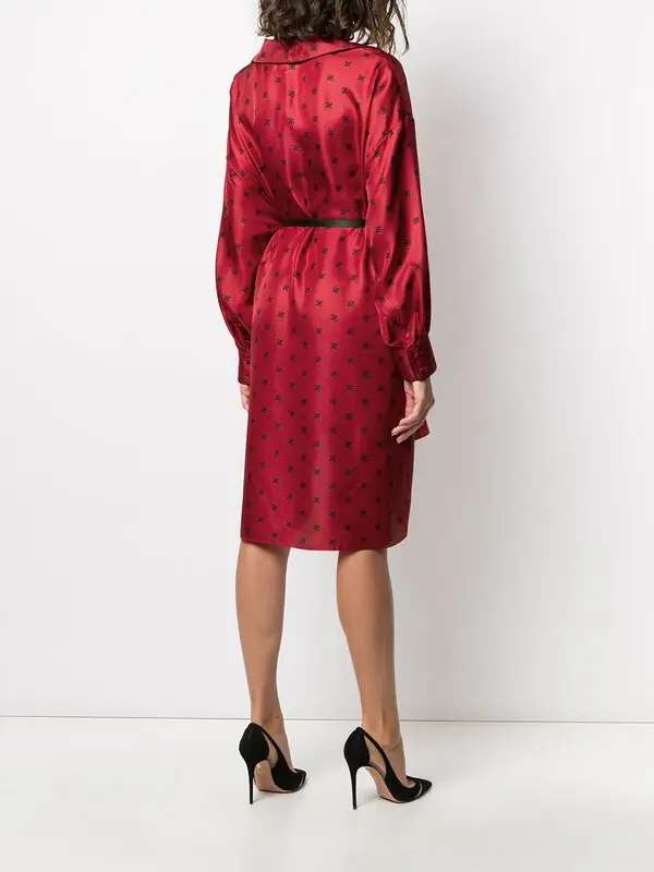 Fendi Karligraphy Motif Print Shirt Dress - Red | Editorialist
