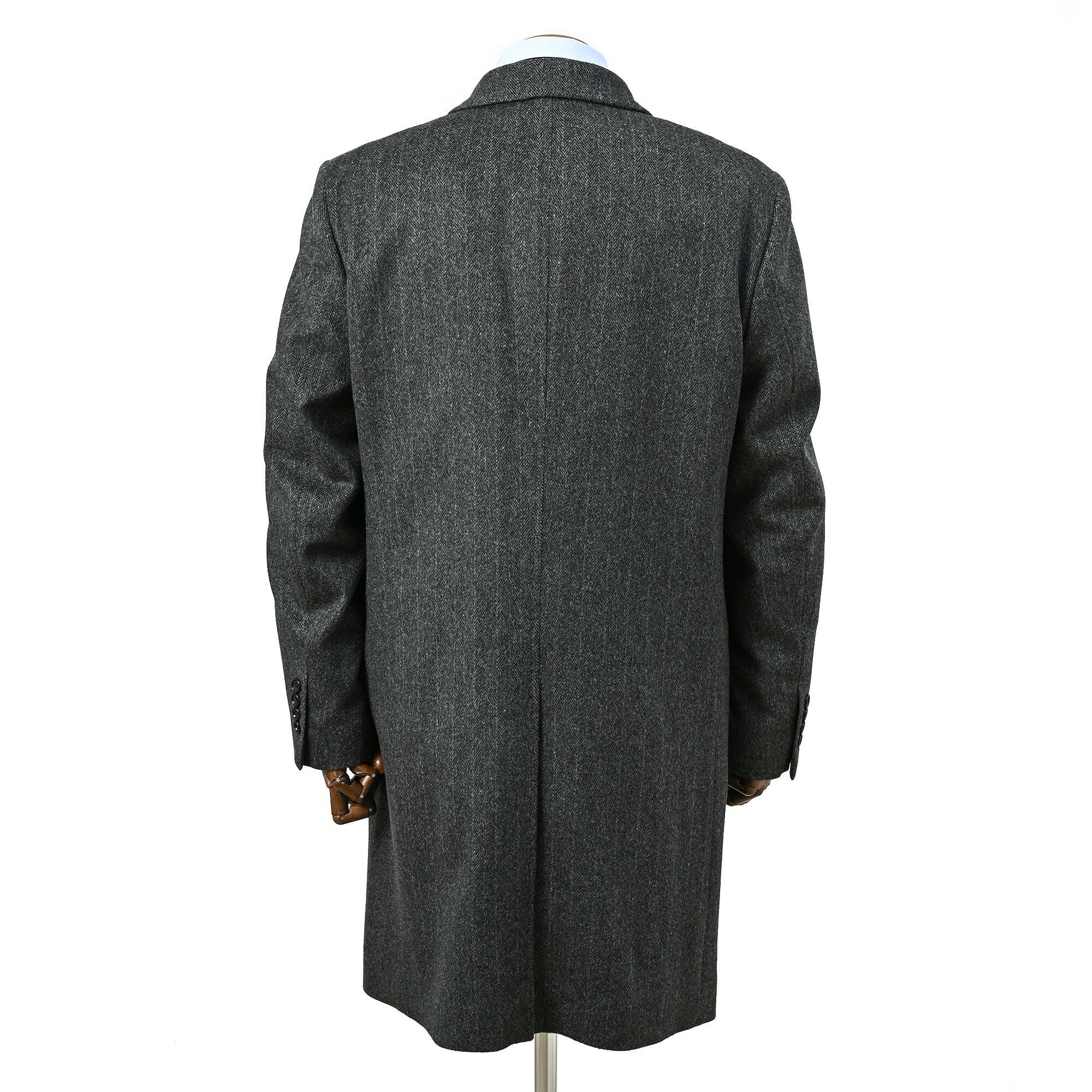 SUPER120'S ウール カシミヤ チェスターフィールドコート ブルー W-401