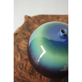 人間国宝 三代徳田正彦/八十吉 九谷彩釉壺 共箱 P348｜骨董店 のびる