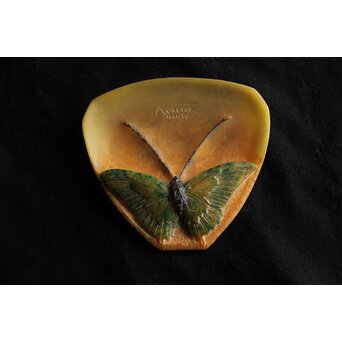 Almeric Walter ワルターガラス 蝶文トレイ Y057｜骨董店 のびる 古