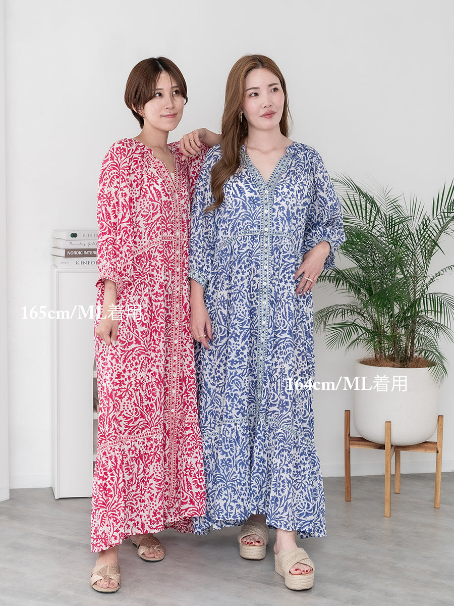 Eighty Seven(エイティセブン)インド綿フレア前ボタンワンピース