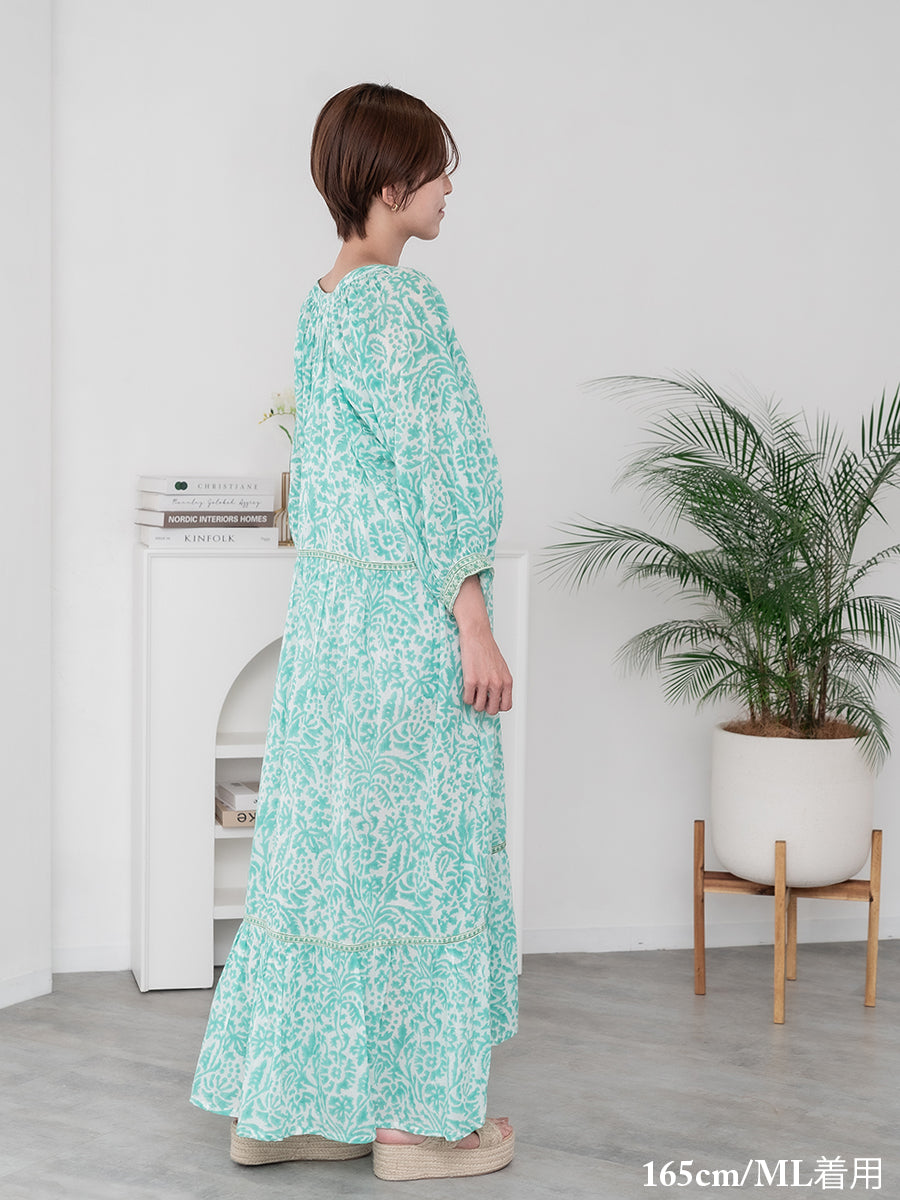 Eighty Seven(エイティセブン)インド綿フレア前ボタンワンピース