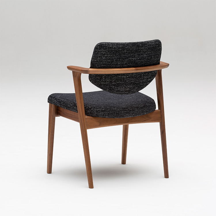 ショートアームチェア CW6851(ハードシート) ブラック ウォールナット