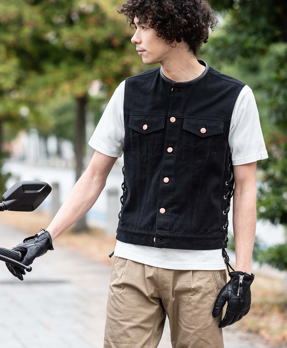 デニムベスト ノーカラー｜カドヤ公式オンラインショップ｜SOLID BIKER