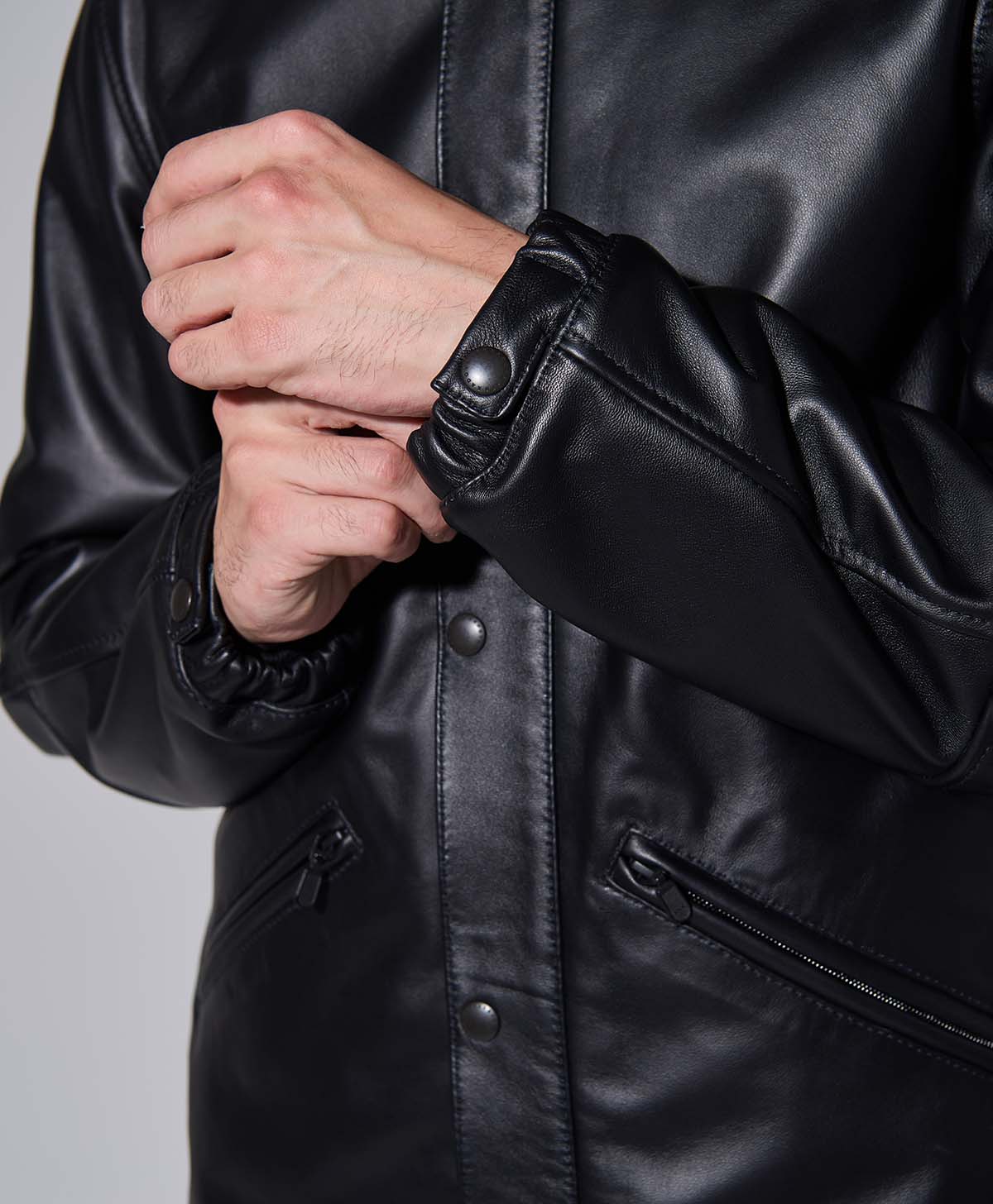 LEATHER COACH JACKET / Black
