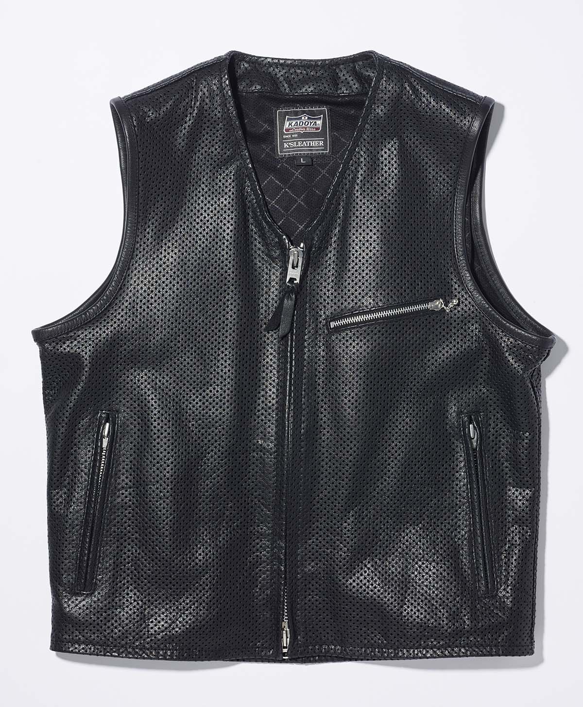 Leather Vest Leather Vest Punching Riders Vest｜Kadoya Official