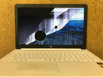 外装破損あり hp 15-db0214AU AMD パソコン修理事例 HPノートパソコン