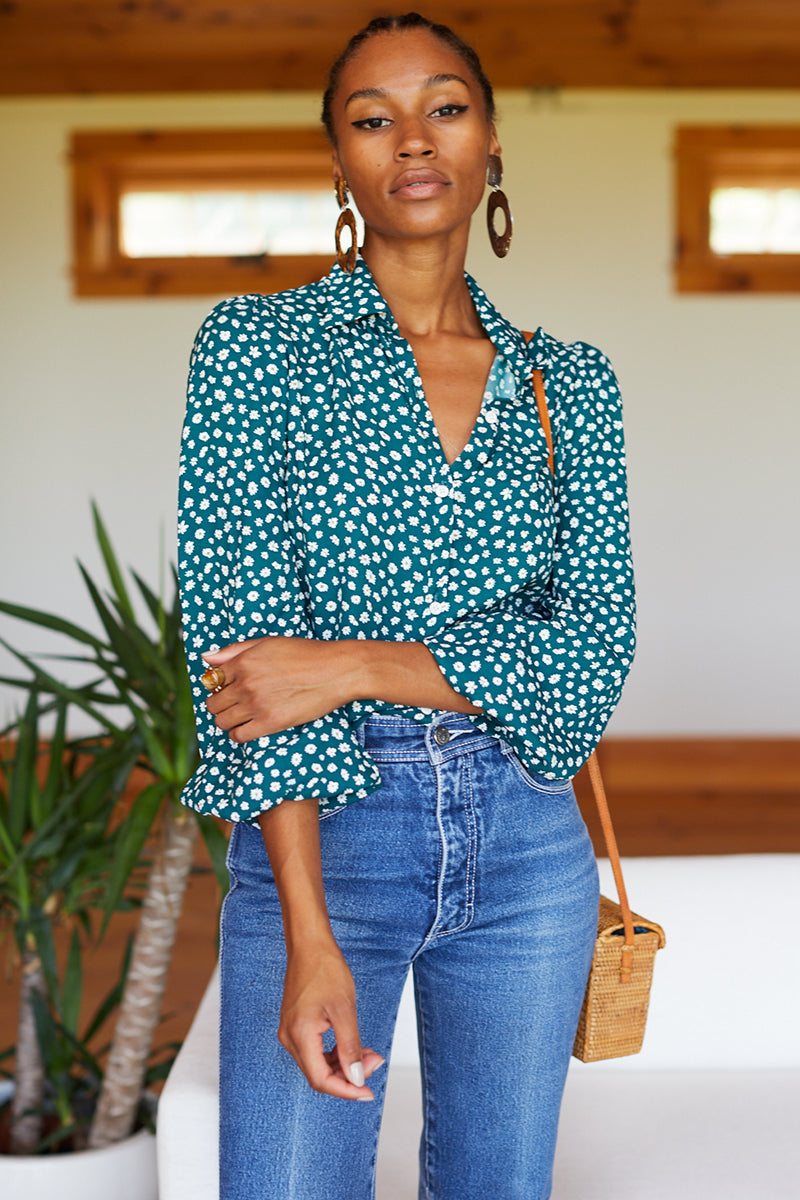 Frankie Blouse - Forest Daisy Silk - Emerson Fry