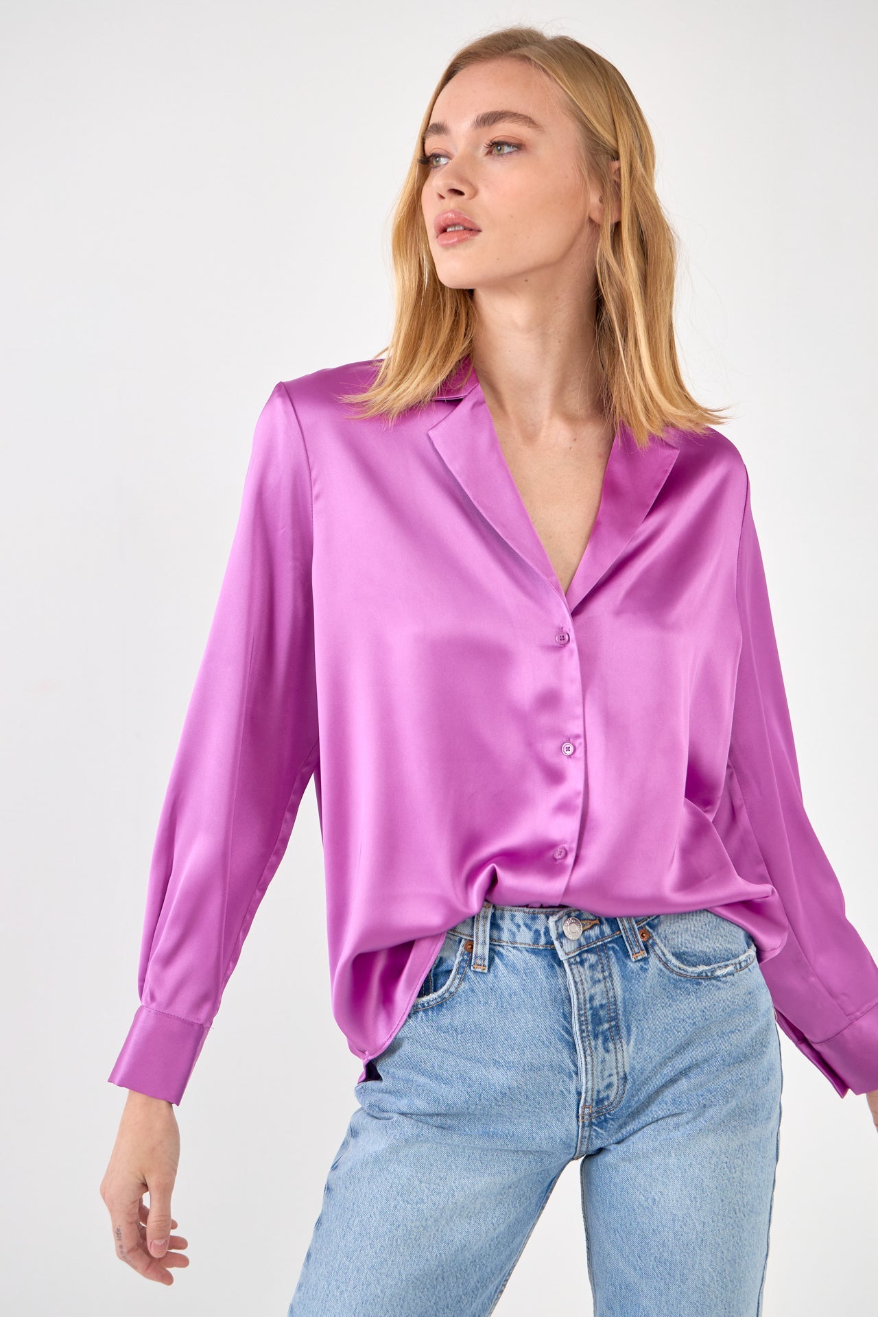 Classic Satin Over Shirt – Endless Rose