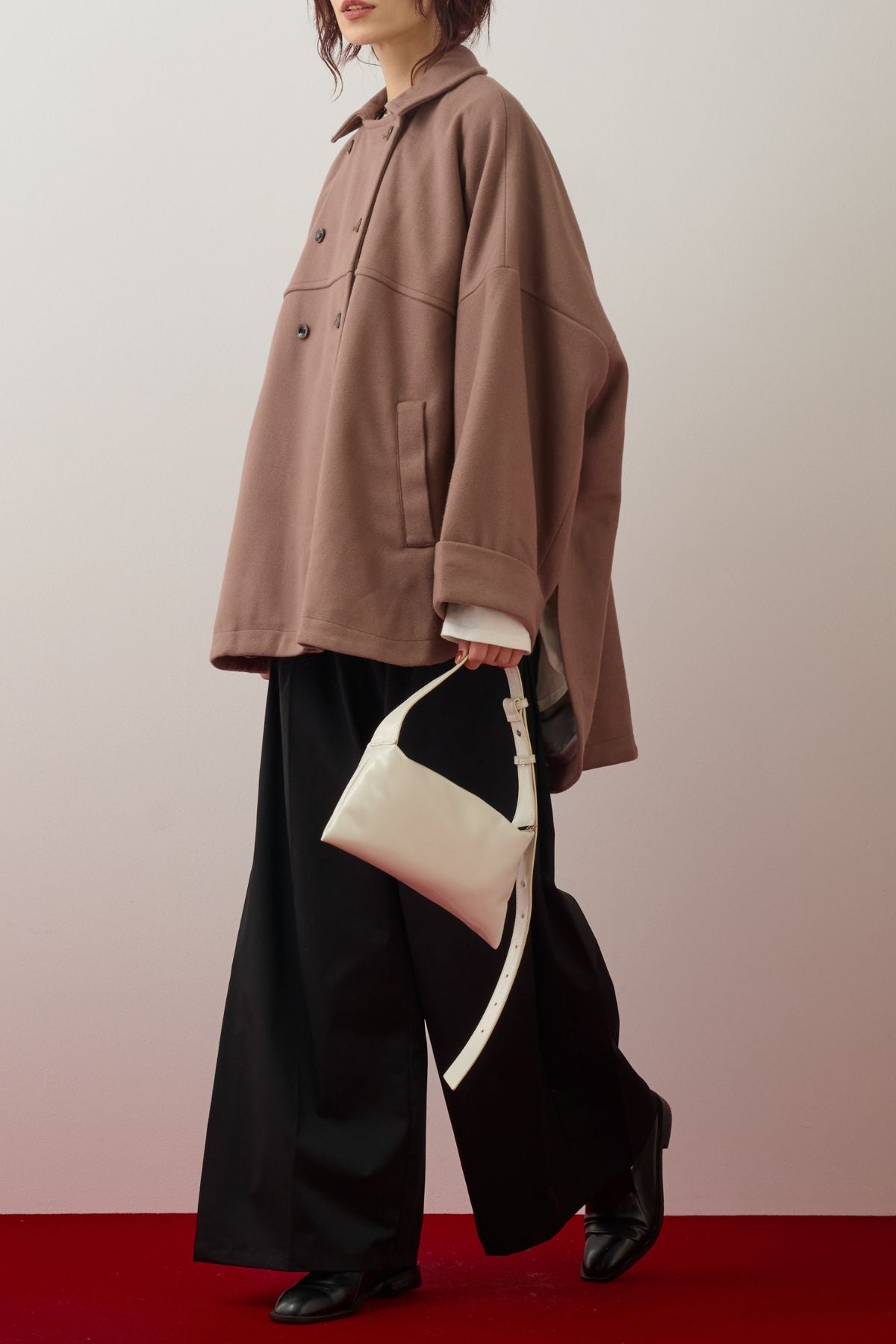 ウールライクメルトンポンチョコート/ブラウン – ESICA