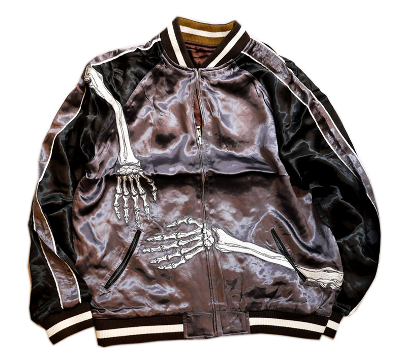 花旅楽団 [ 抱き着き髑髏 ] 刺繍 リバーシブルスカジャン SKJ-008 新色