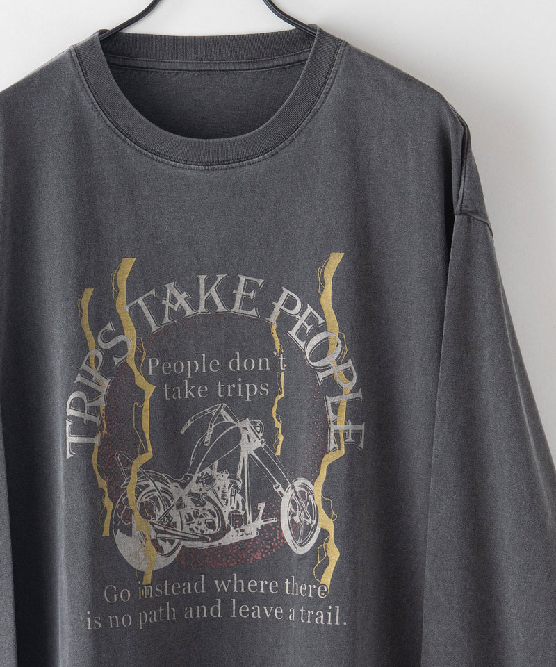 ピグメント加工 ヴィンテージライクプリントロンT 90s 古着 ロックT