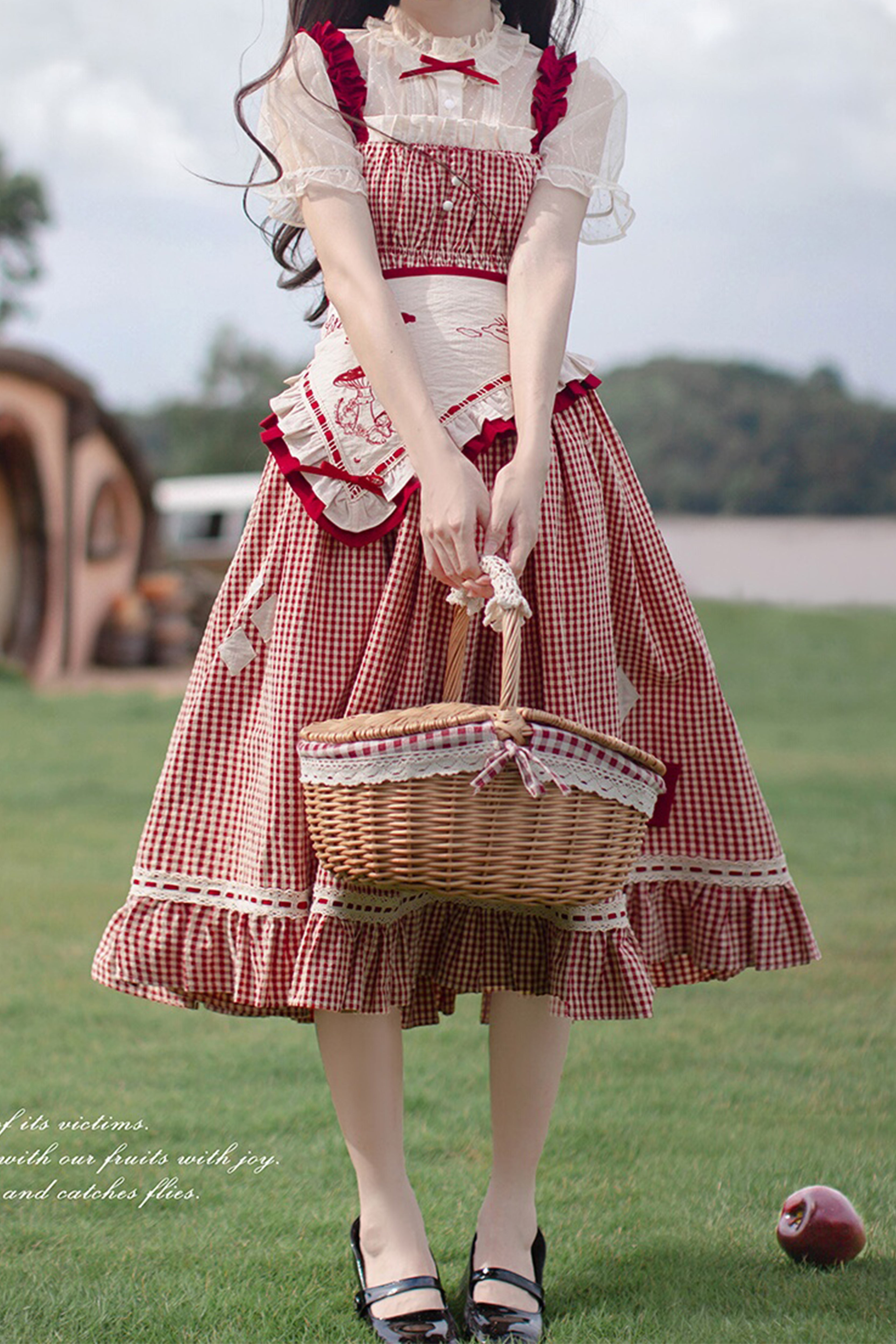 赤ずきんちゃん ギンガムチェックジャンパースカート・ブラウスセット
