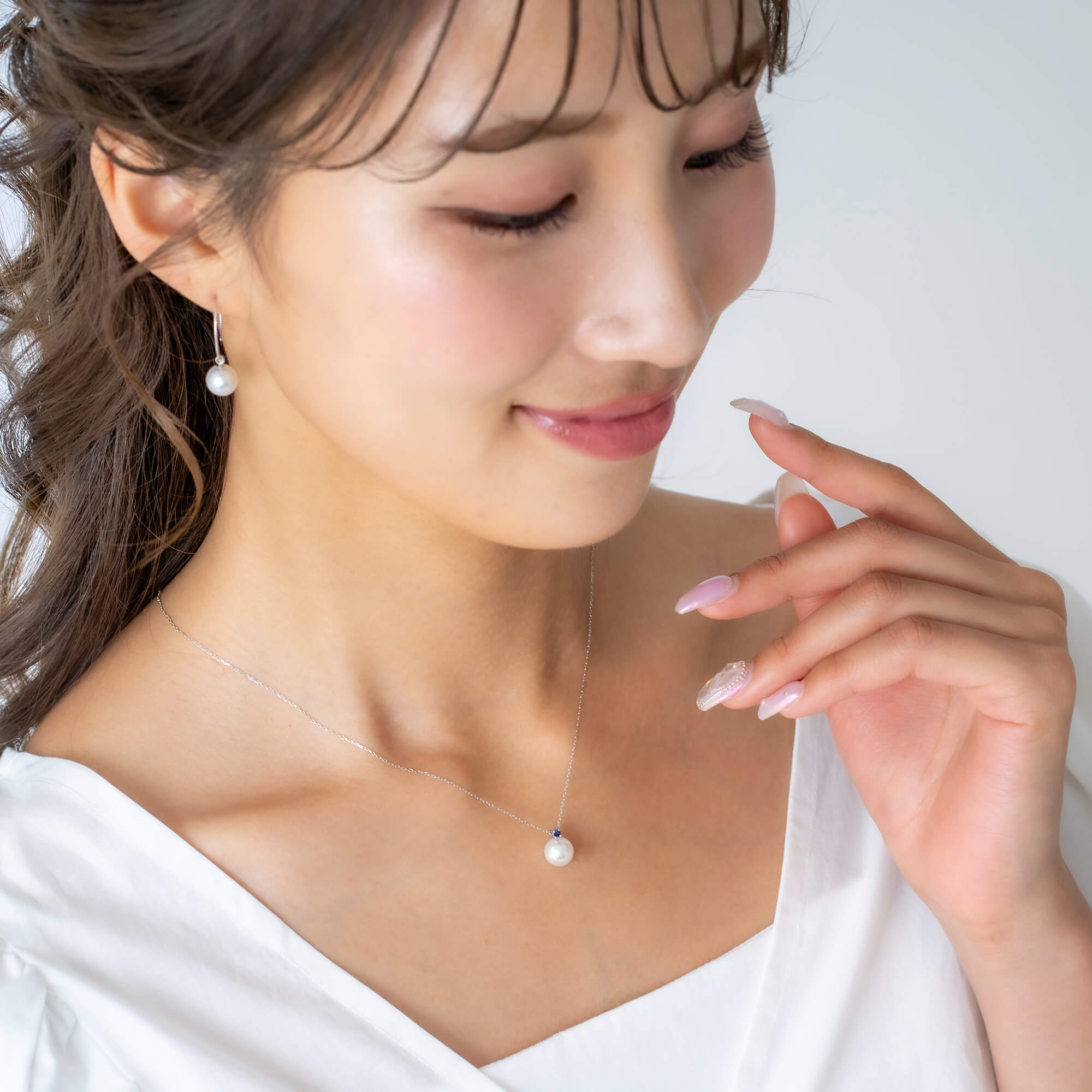 9月 誕生石 サファイア｜アコヤパール ペンダント ネックレス｜無調色