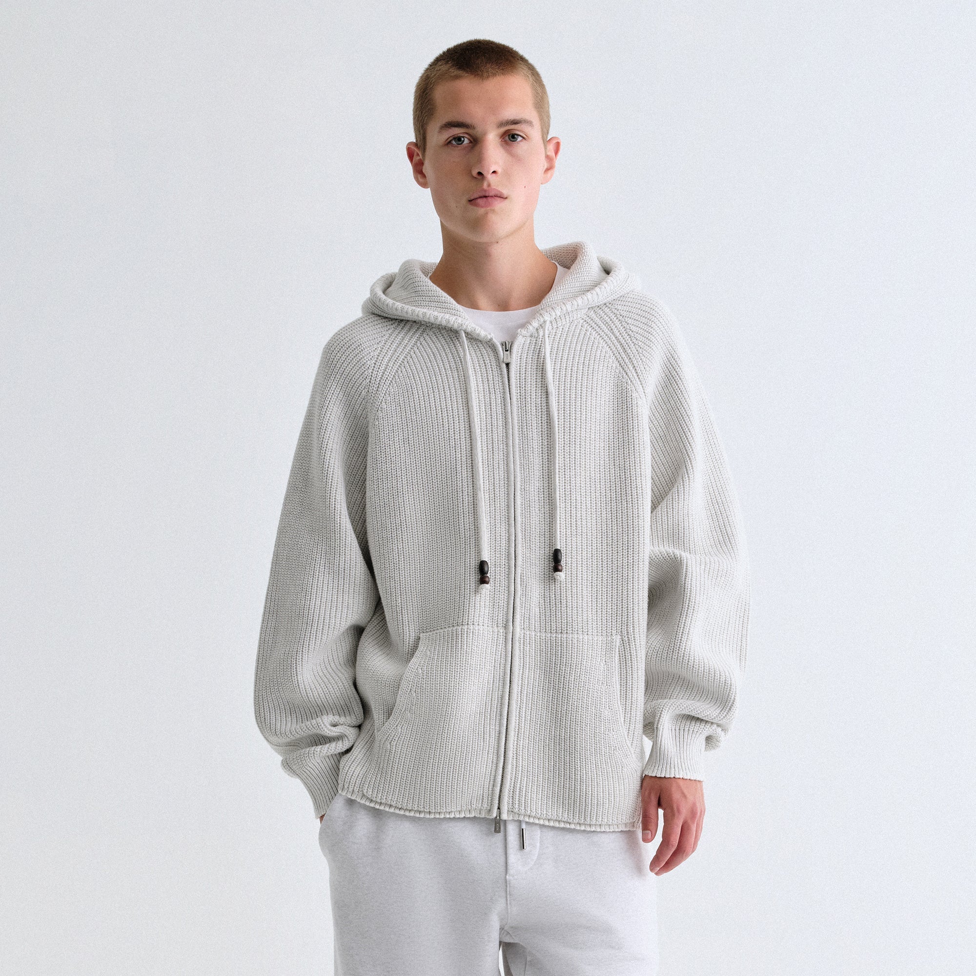 Kith Full Zip Miles Knit Hoodie - Light Heather Grey – Kith Europe