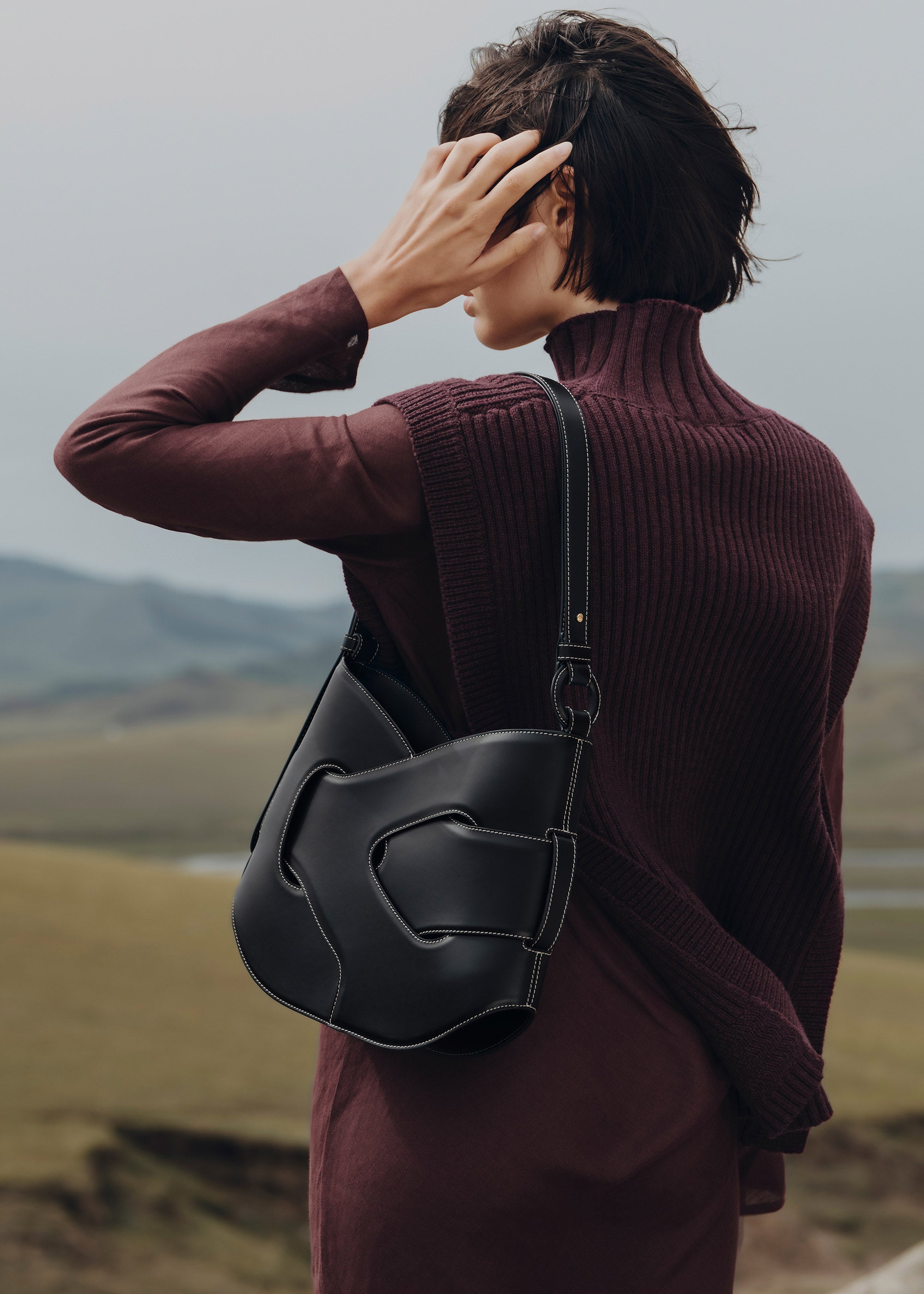 Polène | Bag - Nodde Hobo - Smooth Black – Polène EU