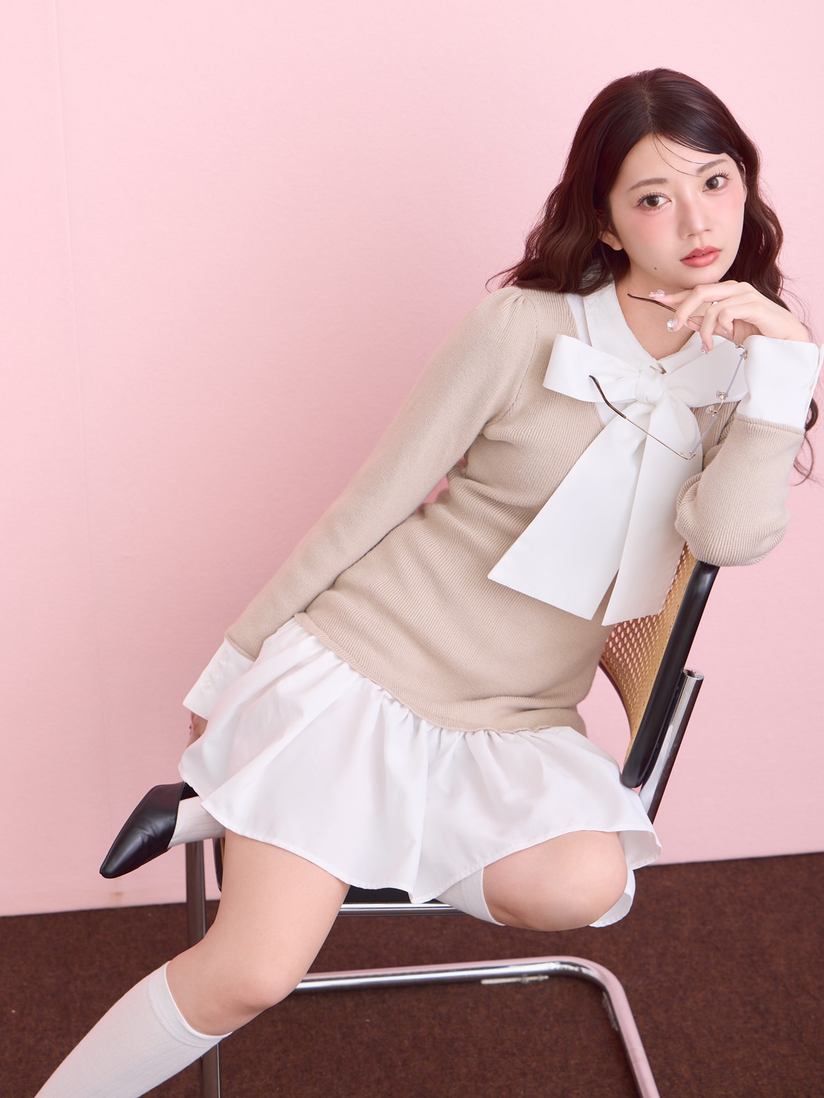 シャツドッキングニットワンピース｜evelyn（エブリン）公式通販サイト