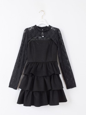 レース付きティアードミニワンピース｜evelyn（エブリン）公式通販サイト