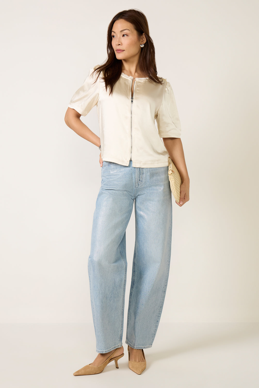 Tilly Satin Zip Up Top