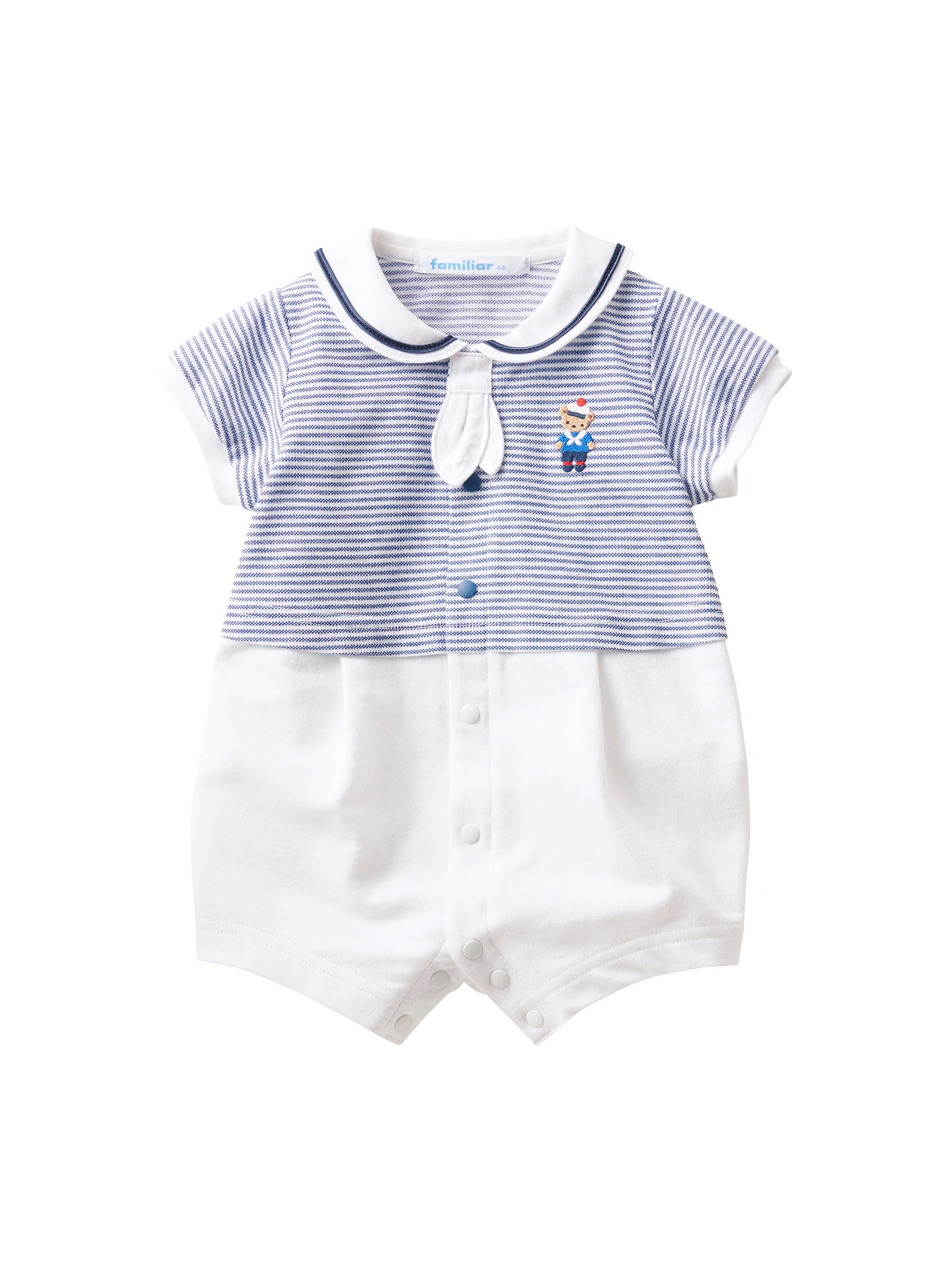 familiar ロンパース 70サイズ 水通しのみ familiar ブルー ロンパース