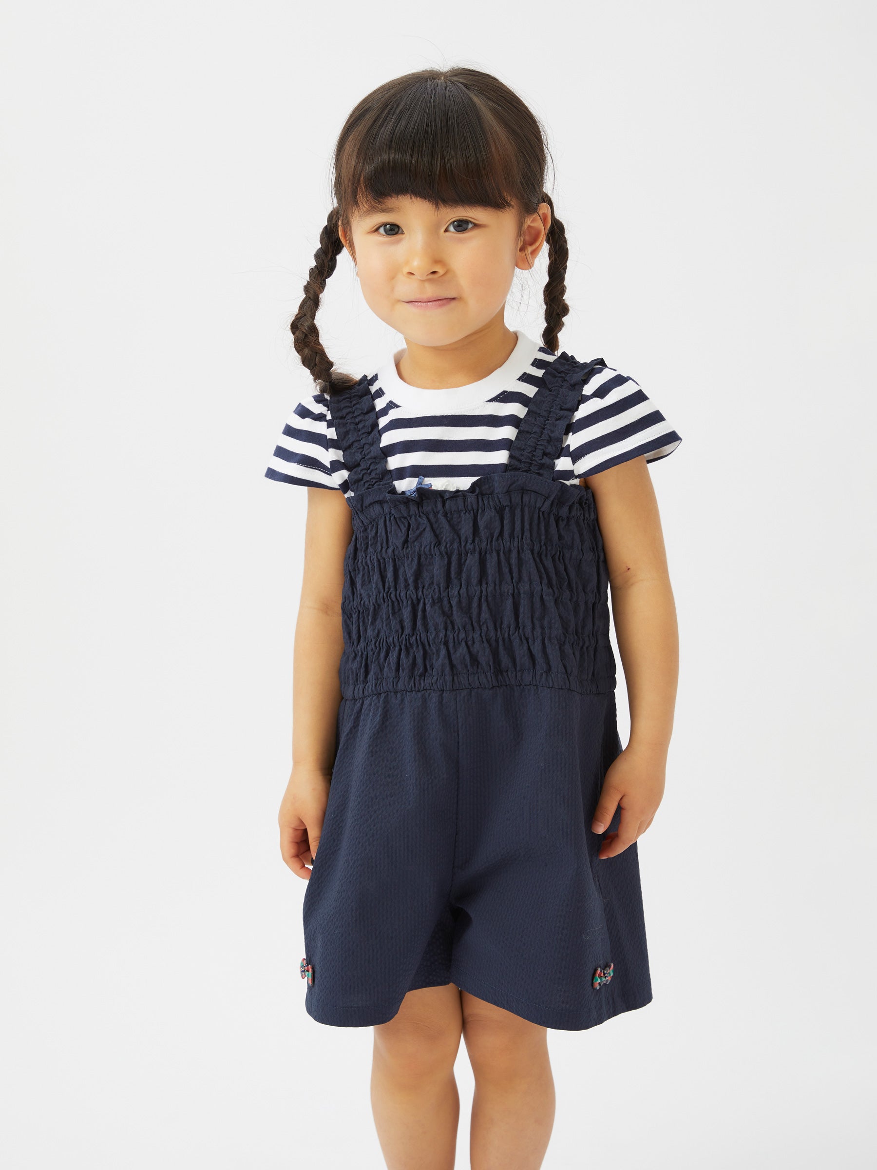 happii ファミリア オーバーオール ボーダートップス サロペット