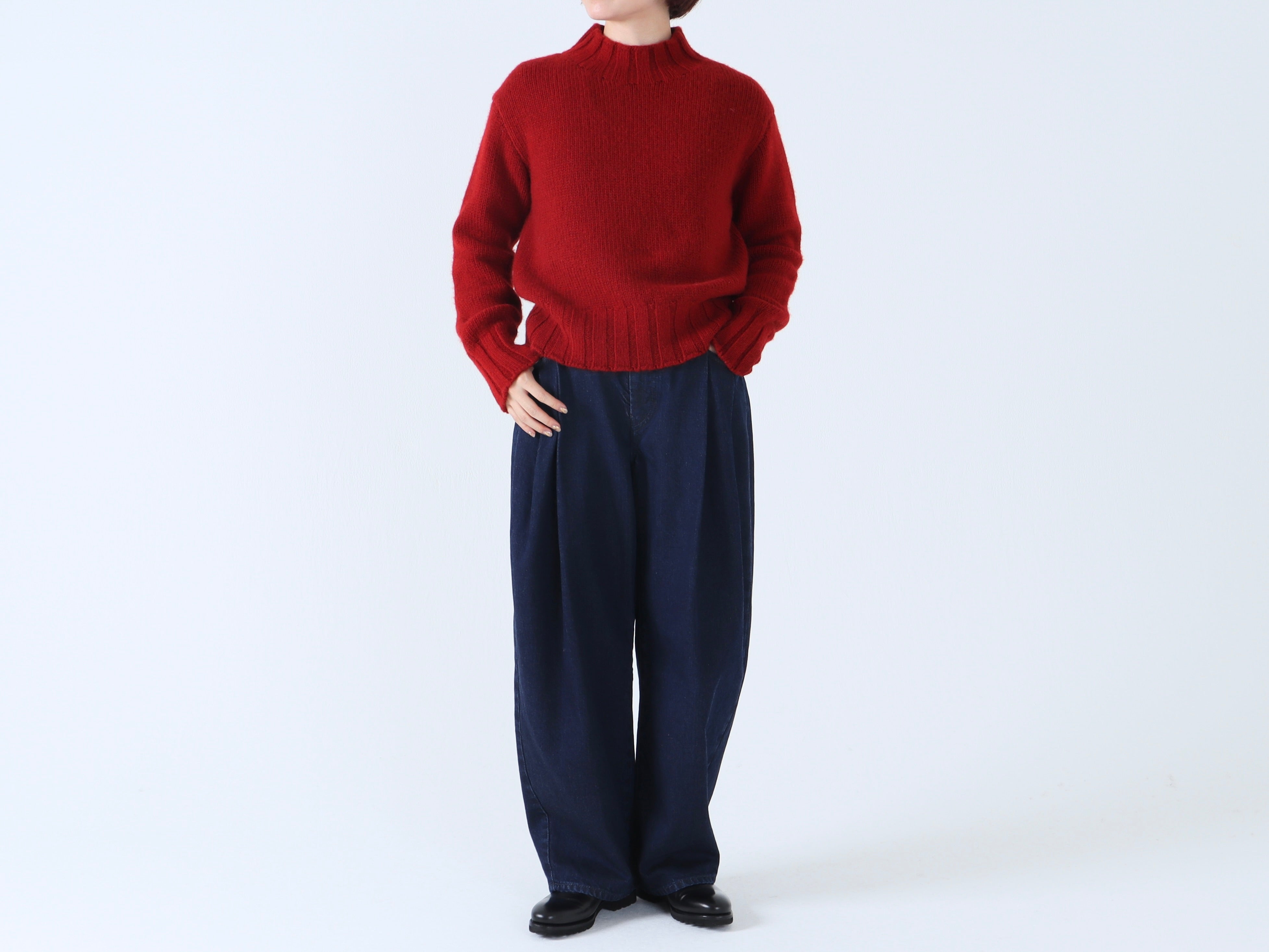 綿デニム(インディゴ) オーバータックパンツ – factory