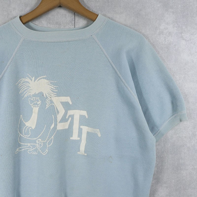 60s 60年代 半袖 スウェット モンスター 水色 | ビンテージ古着屋Feeet