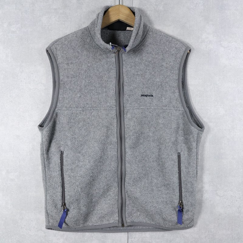 90s 90年代 パタゴニア アウトドア フリースベスト グレー ロゴ刺繡